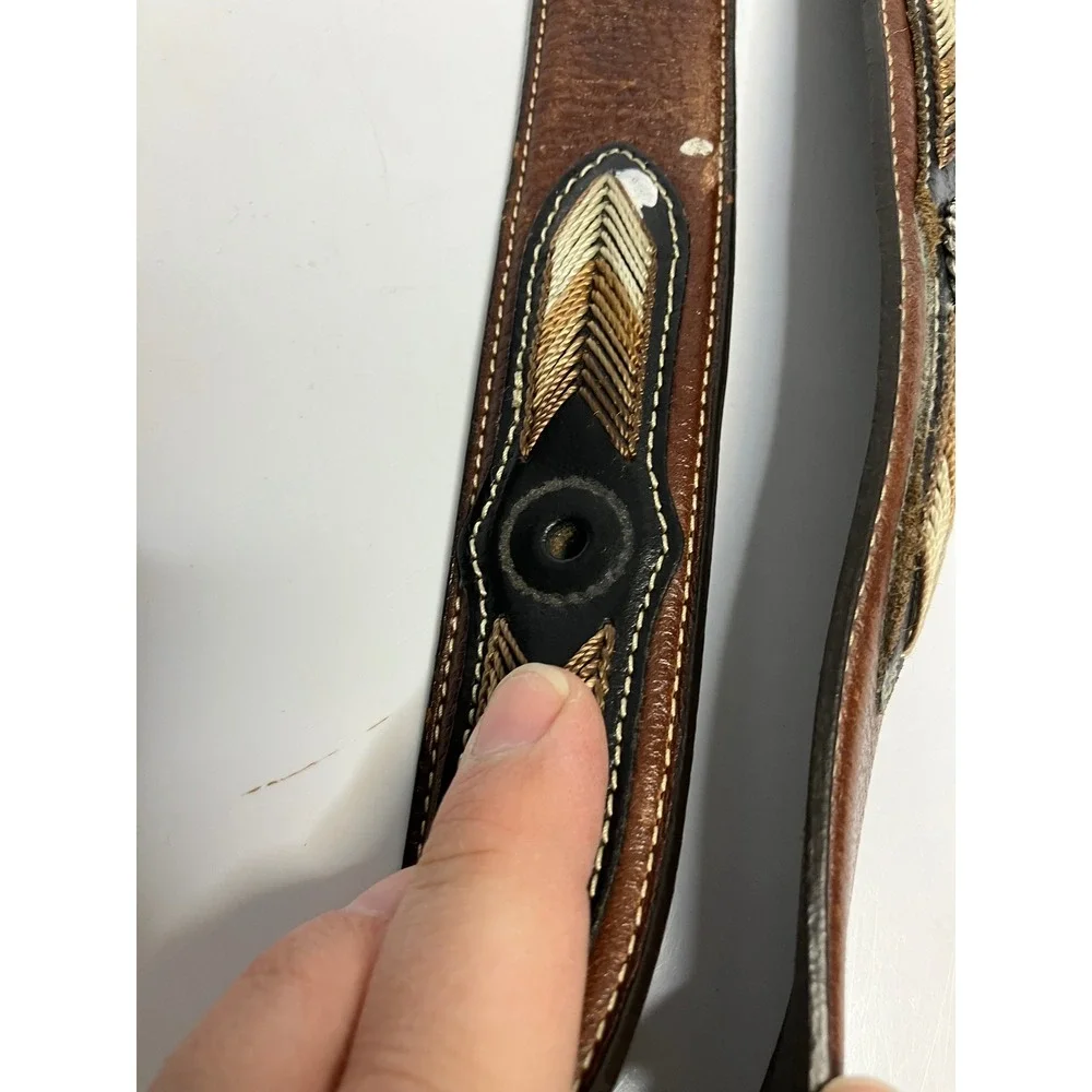 Larry Mahan leather western belt cowboy cowgirl leather is 39.5